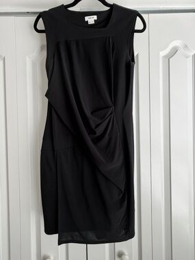 Helmut Lang Black Slink Sleeveless Draped Cocktail Dress